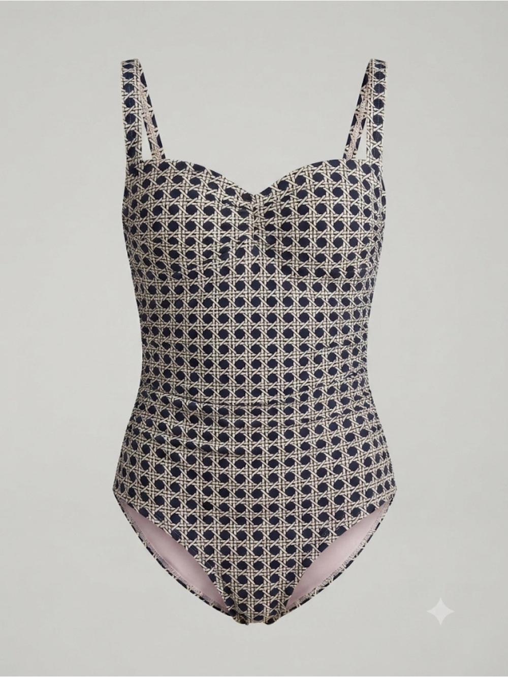 bond-eye Navy and Cream Geometric One-Piece Swimsuit